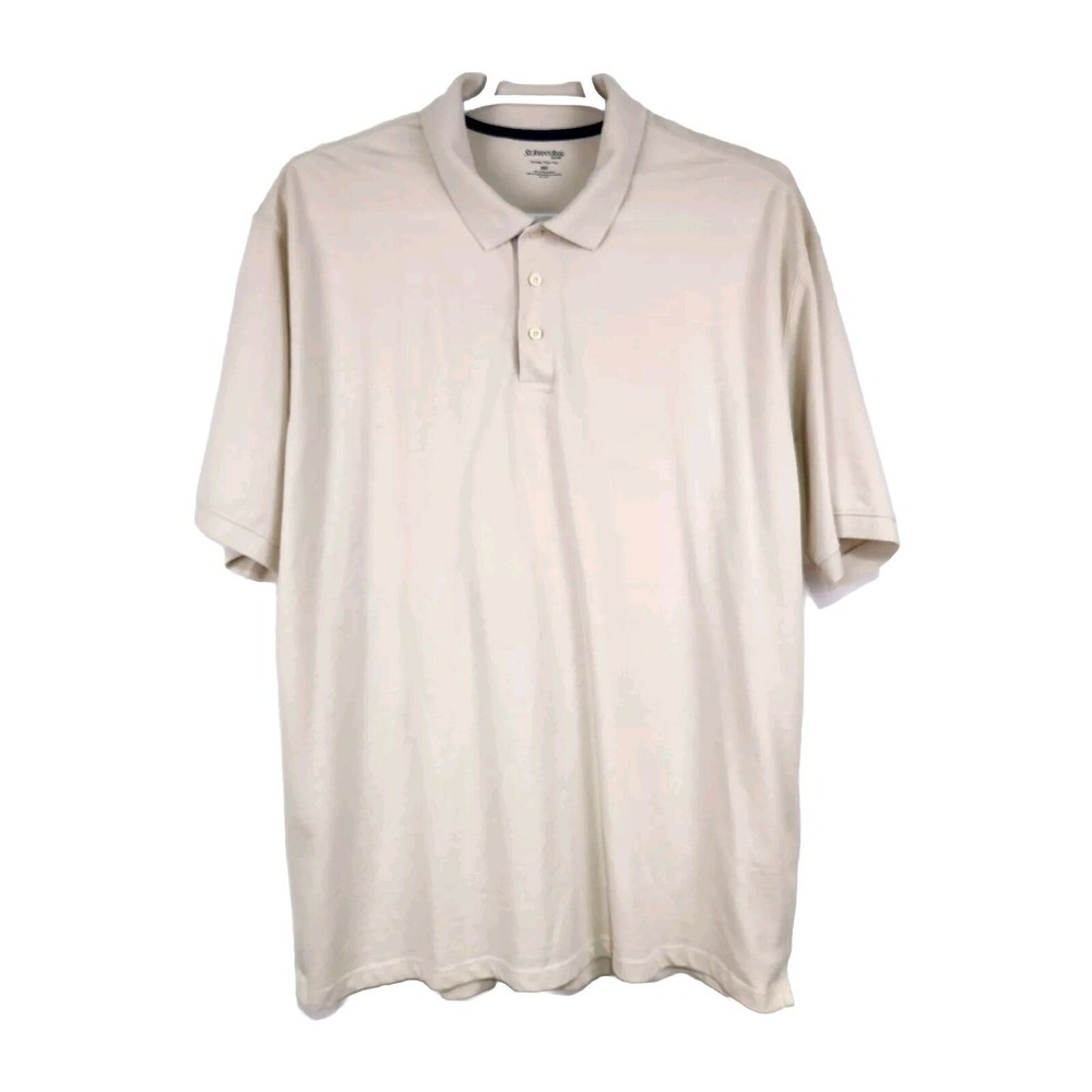 St‎ Johns Bay Men's Polo Collared Shirt 2XL Tall Classic Polo Cream Sport